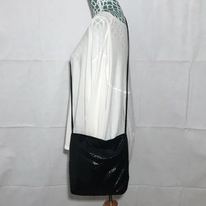 Kelli Diane Designs Black Metallic Suede Leather Crossbody Purse Bag